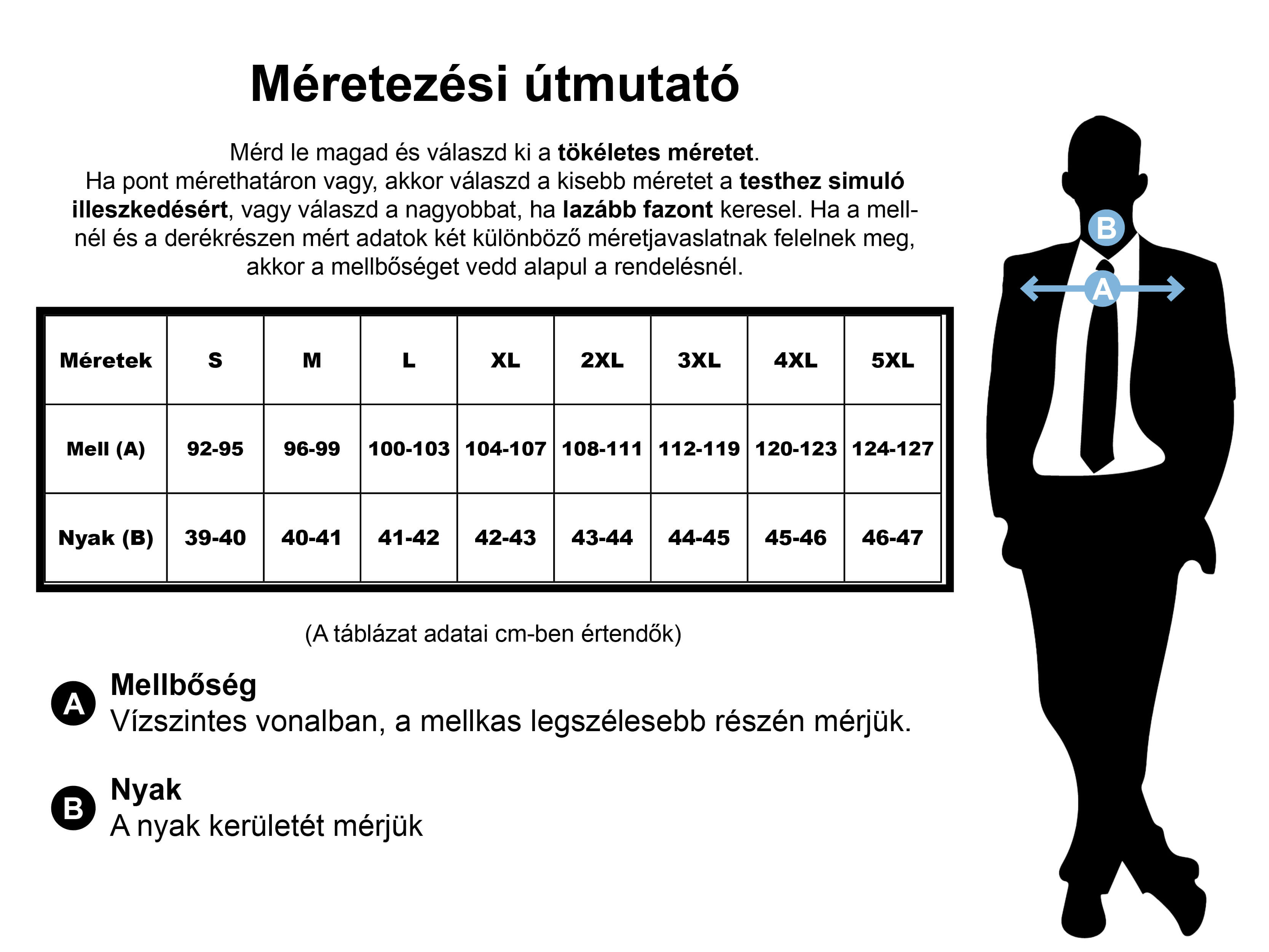 Viktória Divatáruház férfi ing mérettáblázat